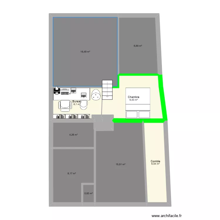 RP 1er &eacute;tage V3. Plan de 