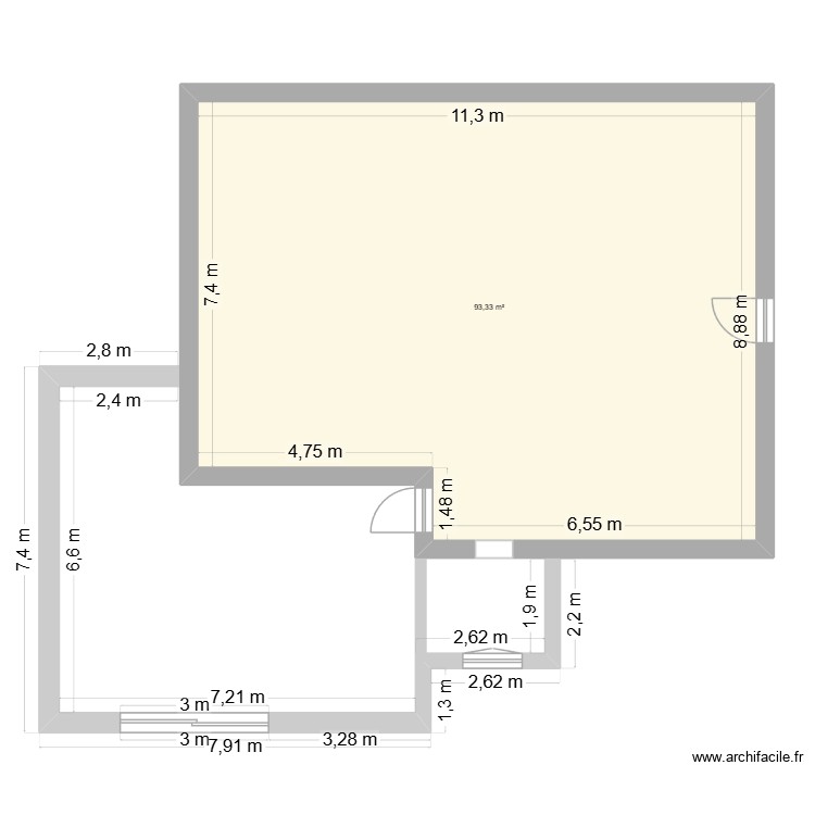 Extension avec existant. Plan de 0 pièce et 0 m2