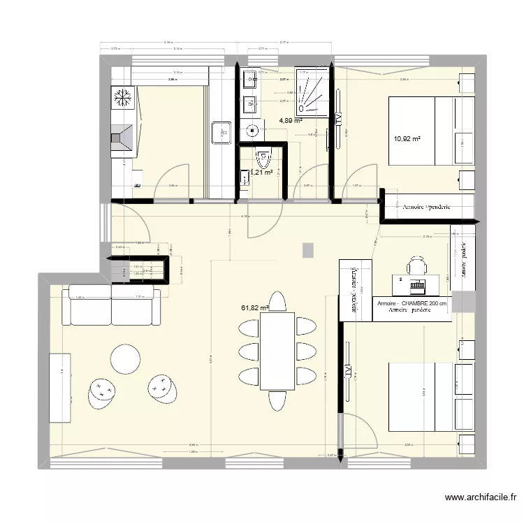 GAUTIER papa 6. Plan de 4  et 79 m²