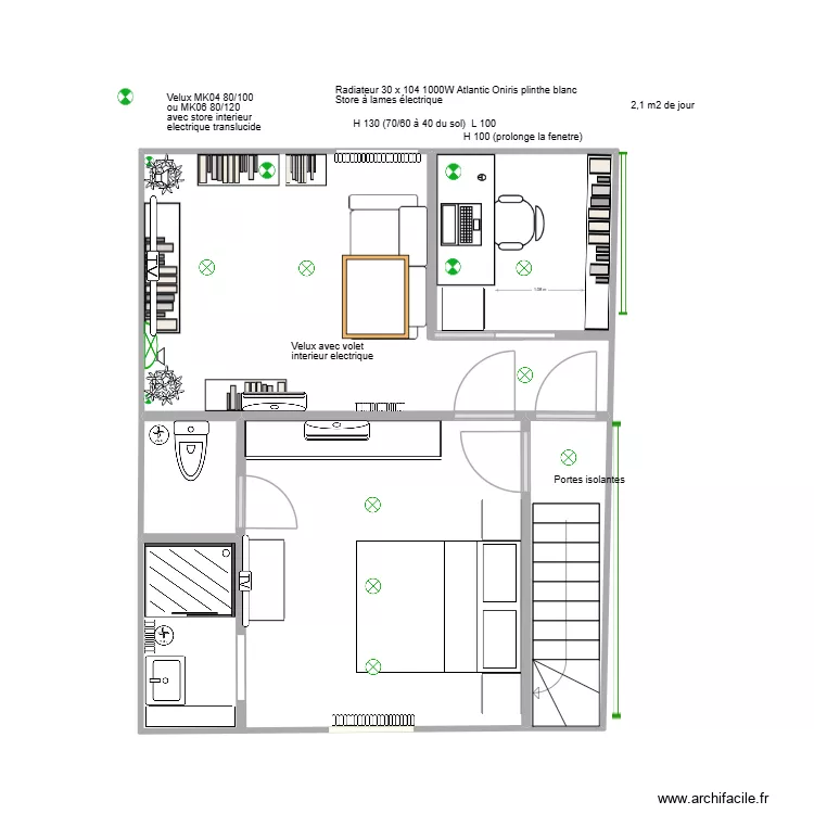 2. Salon et chambre 1 fenêtre fauteuil perpendiculaire fenêtre. Plan de 4 et 37 m² 2. Salon et chambre 1 fenêtre fauteuil perpendiculaire fenêtre. Plan de 4 et 37 m²