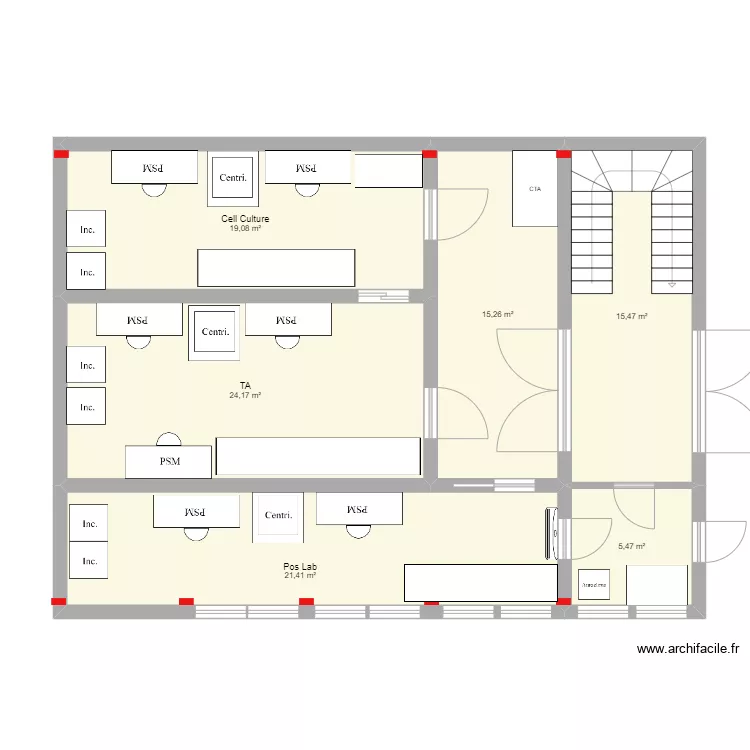 Batiment RD draft test. Plan de 