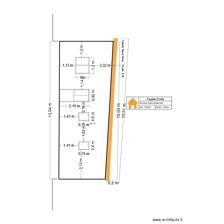facade Droite. Plan de 0 pièce et 0 m2