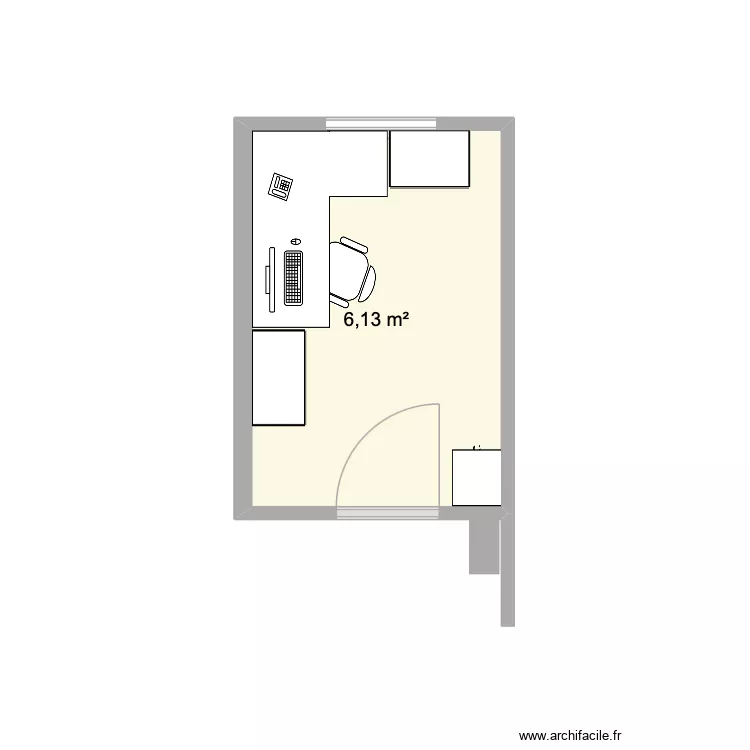 Bureau G&eacute;raldine. Plan de 1  et 6 m²