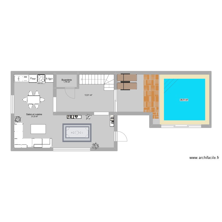 projet. Plan de 4 pièces et 72 m2