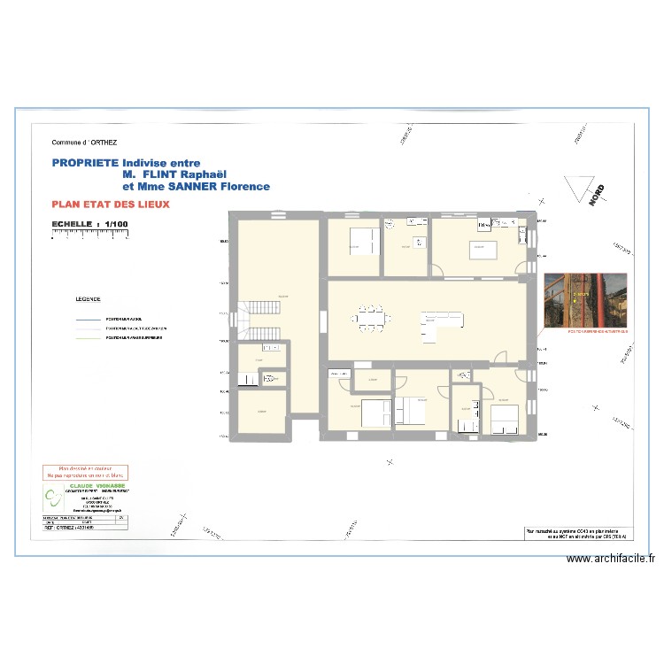Pouyran mass. Plan de 14 pièces et 245 m2