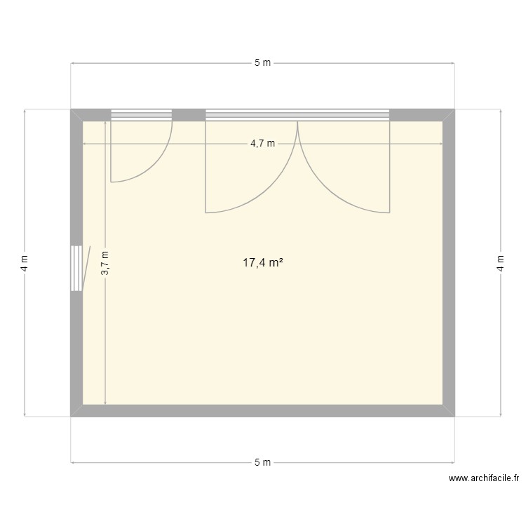 ATELIER. Plan de 1 pièce et 17 m2