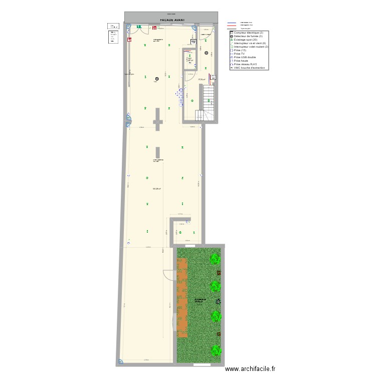 Plans electrique local commercial FG. Plan de 3 pièces et 132 m2