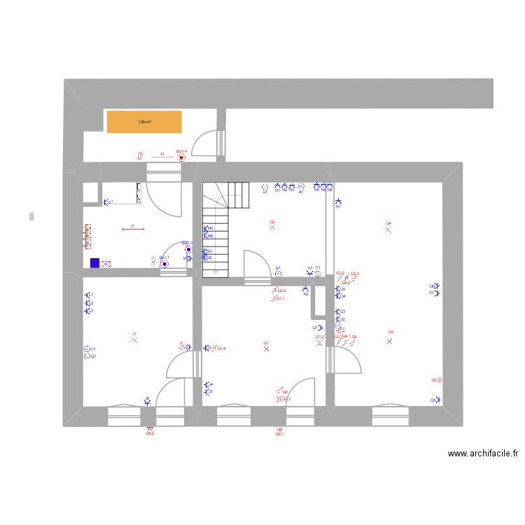 schema elect. RDC1 A. Plan de 6 pièces et 74 m2