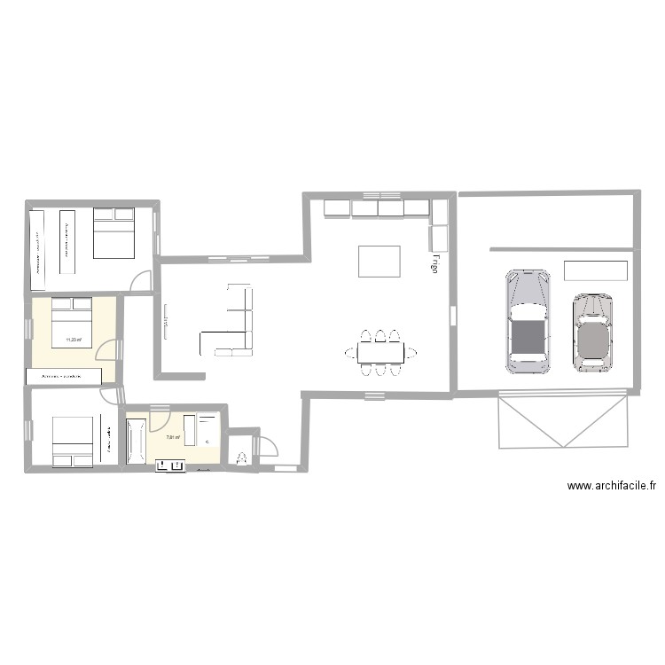 PROJET 2 ROMUNE. Plan de 2 pièces et 19 m2