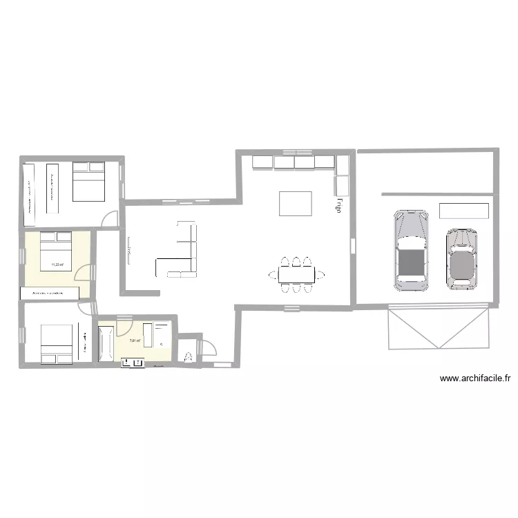PROJET 2 ROMUNE. Plan de 2 pièces et 19 m²