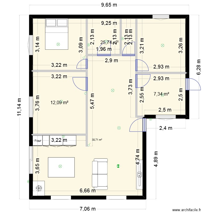 maison amour éclairage. Plan de 4 pièces et 84 m2