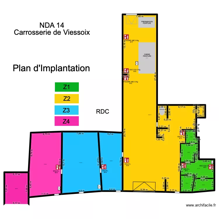 NDA 14 Carrosserie Viessoix Plan D'Implantation. Plan de 