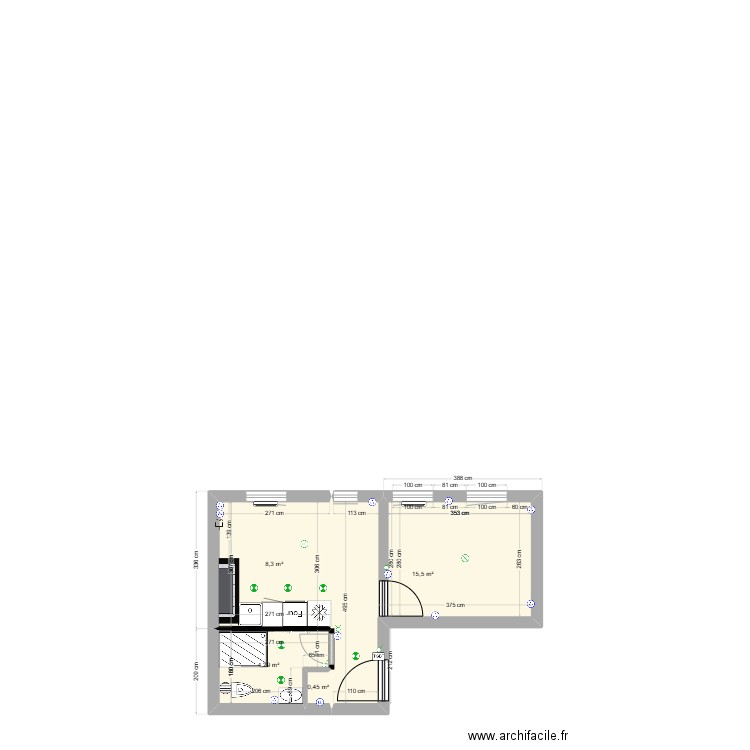 appartement 3. Plan de 4 pièces et 29 m2