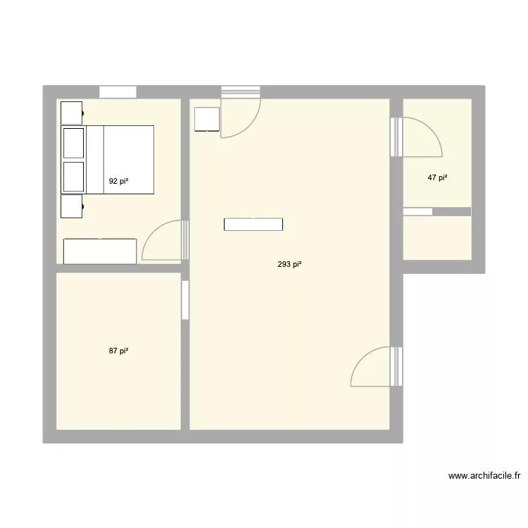 chambre 1. Plan de 4 pièces et 48 m²