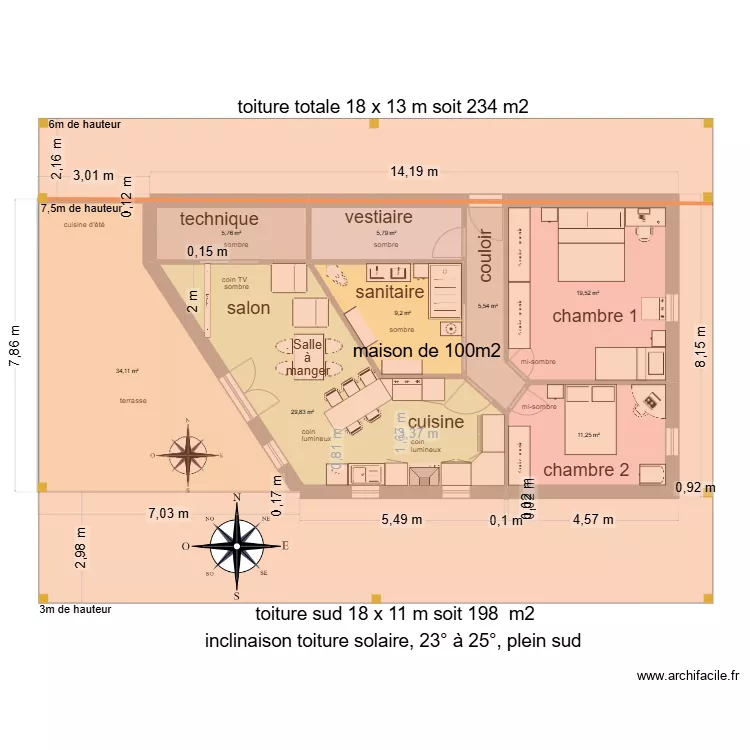 Maison sud toiture 08. Plan de Maison sud toiture 08. Plan de