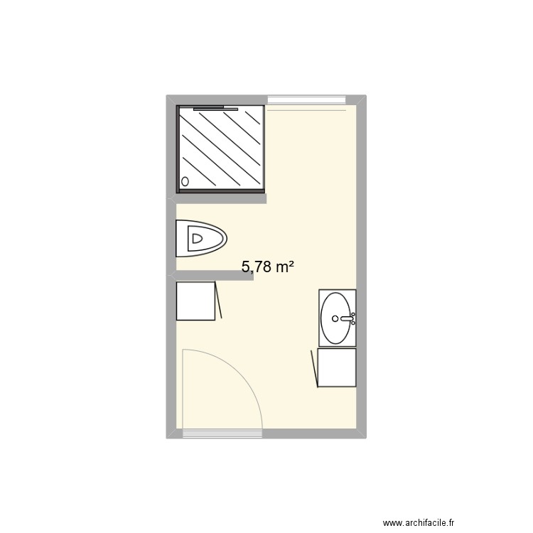 sdb2. Plan de 1 pièce et 6 m2
