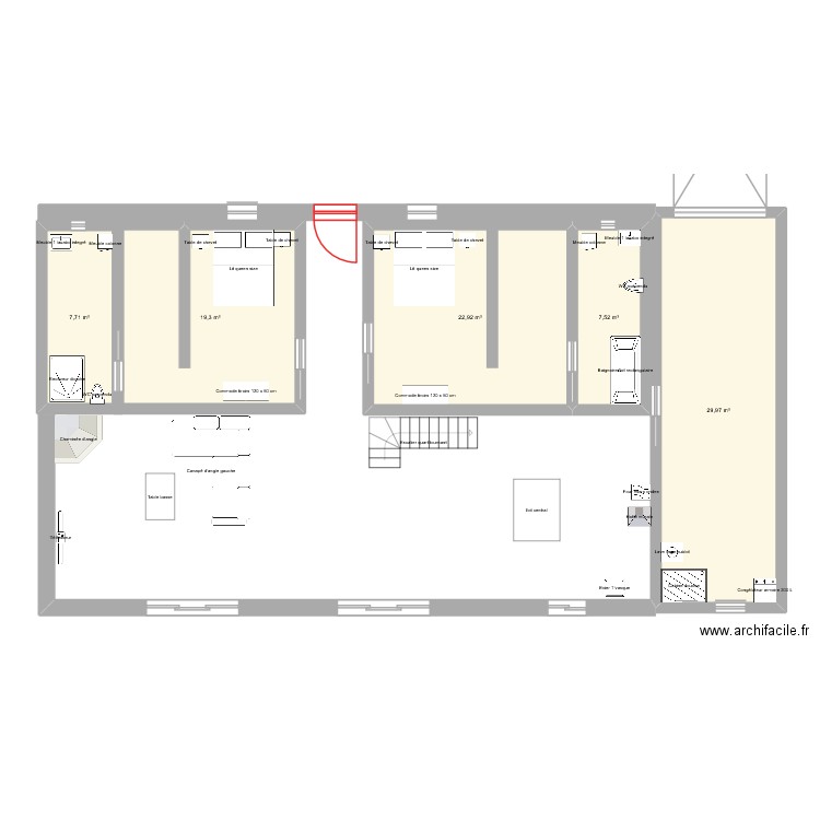 san vero rdc v1. Plan de 5 pièces et 87 m2