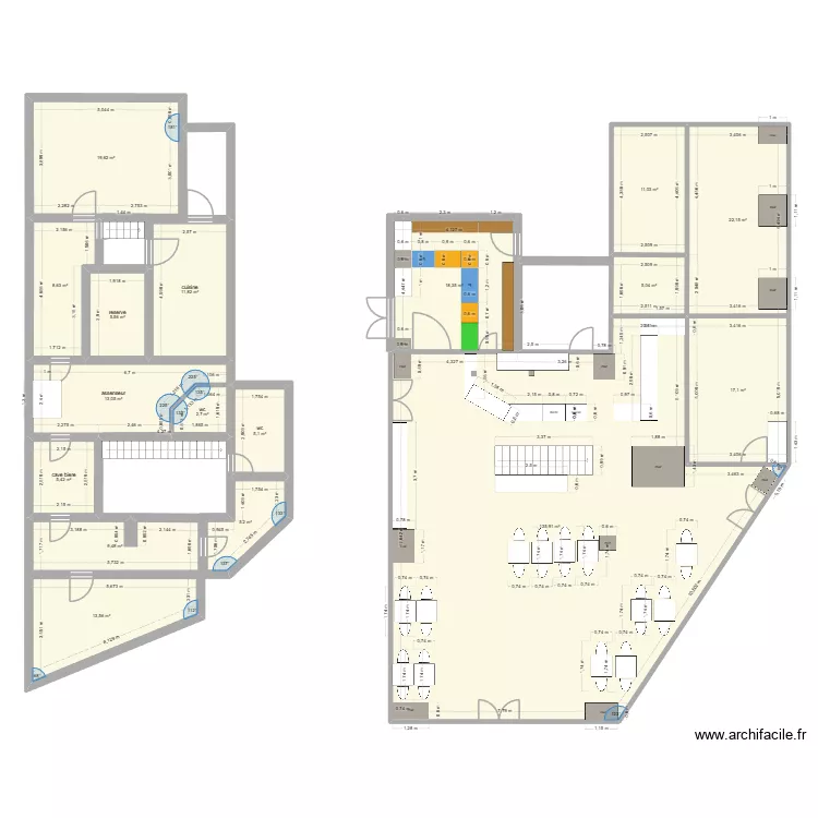 tabac nanterre. Plan de 17 pièces et 310 m²