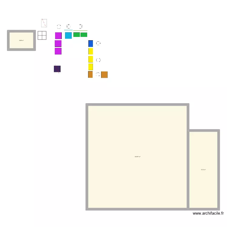 Zone de tri V2. Plan de 3  et 184 m²