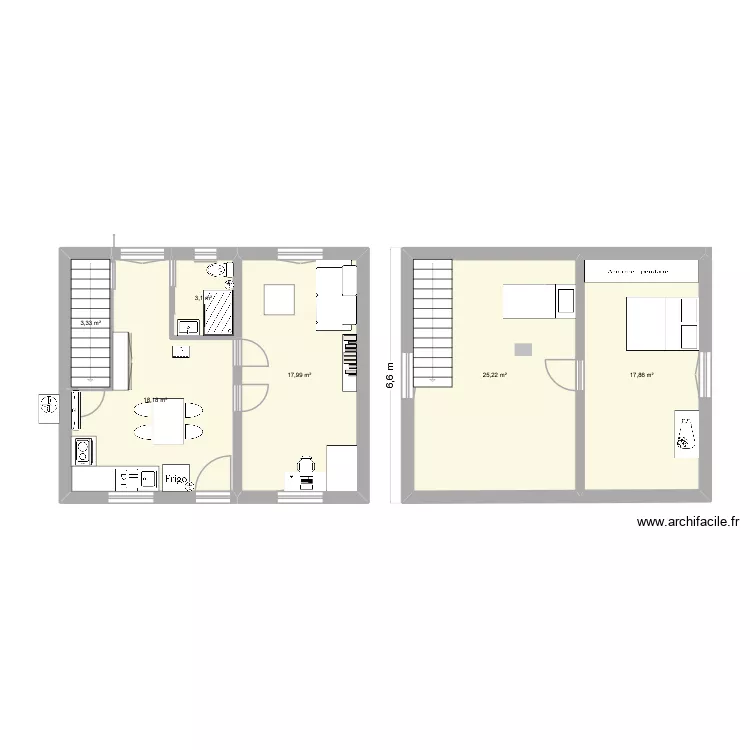 Plan maison. Plan de 6  et 86 m²