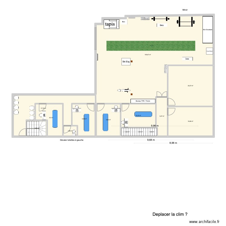 K11 / Vestiaire 2. Plan de 14 pièces et 214 m2