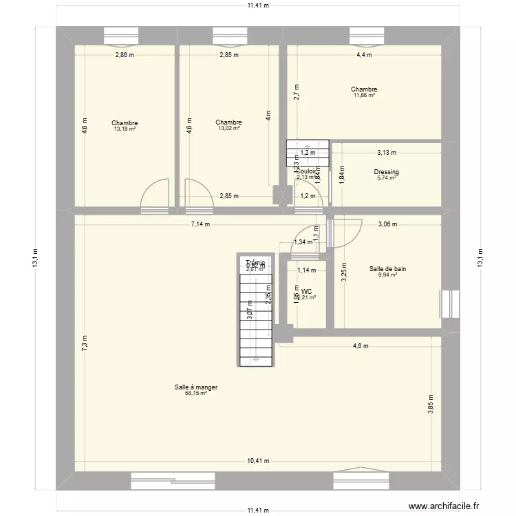 florentin. Plan de 9  et 122 m²