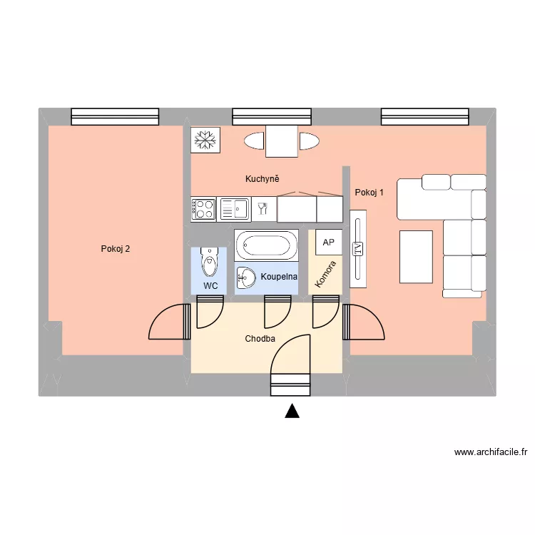 N&aacute;rodn&iacute; tř&iacute;da 745 byt 5 HA. Plan de 15  et 174 m²