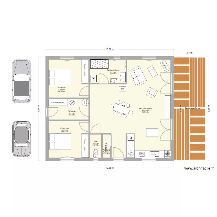 projet logis c&ocirc;t&eacute; parking 2ter. Plan de 7  et 85 m²