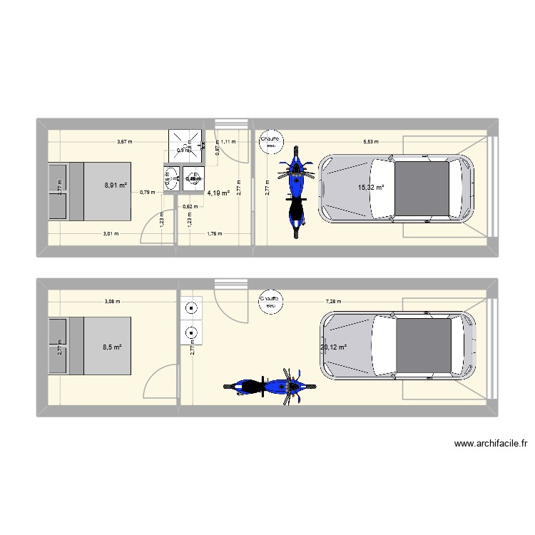 Chambre garage. Plan de 0 pièce et 0 m2