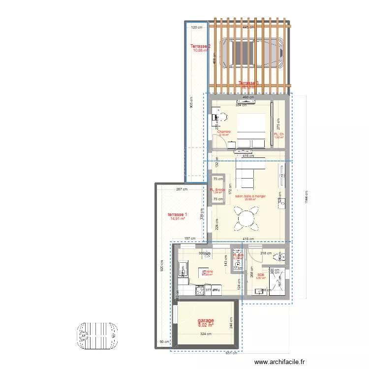 Plan avec abri de jardin. Plan de 