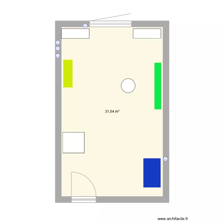 SALLE VIDEO ACCUEIL. Plan de 1  et 32 m²