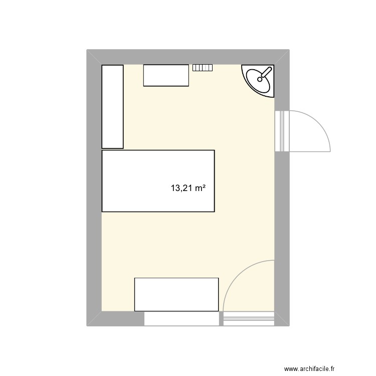 Atelier. Plan de 1 pièce et 13 m2