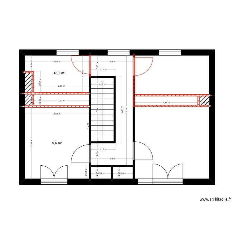 PLAN ETAGE - CLOISONS MODIFIEES. Plan de 11 pièces et 28 m2