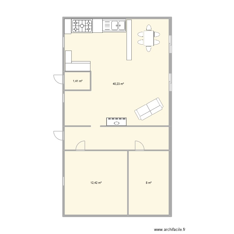 plan maison Tremorel 1. Plan de 4 pièces et 62 m2