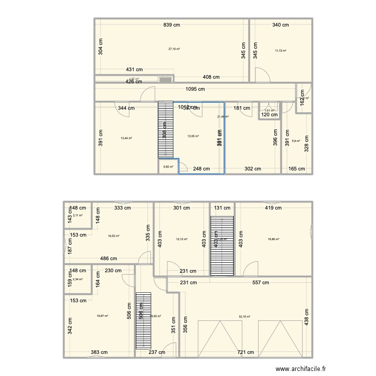 Maison. Plan de 19 pièces et 210 m2