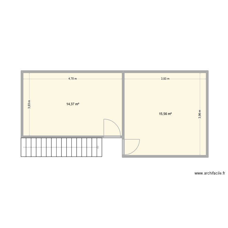 2ème Elise. Plan de 2 pièces et 30 m2