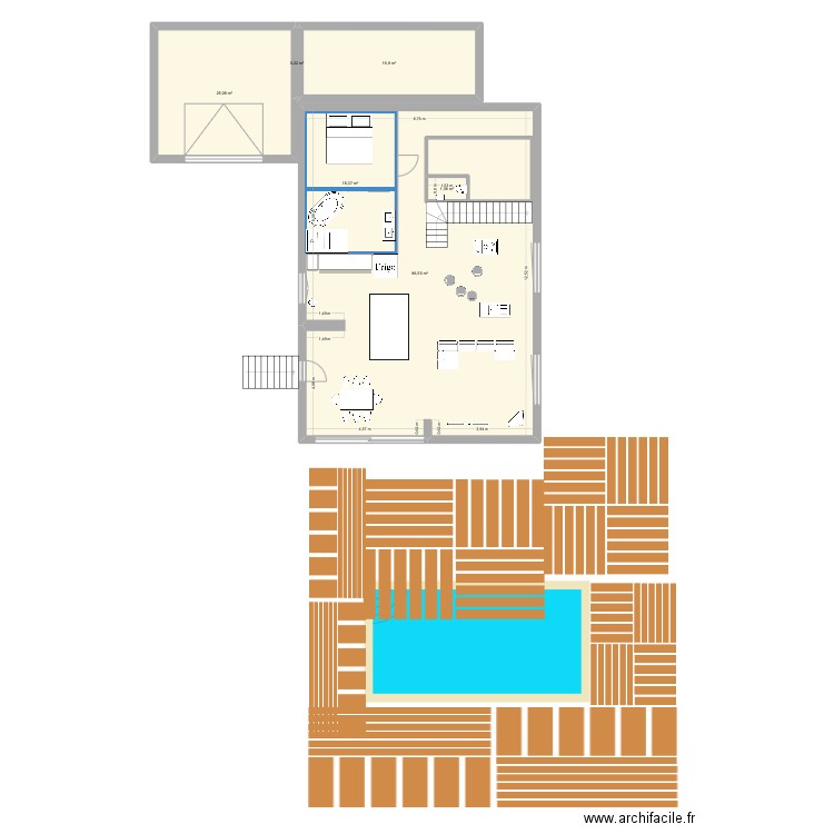 Maison. Plan de 6 pièces et 171 m2