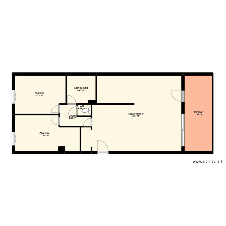RAISS. Plan de 9 pièces et 81 m2