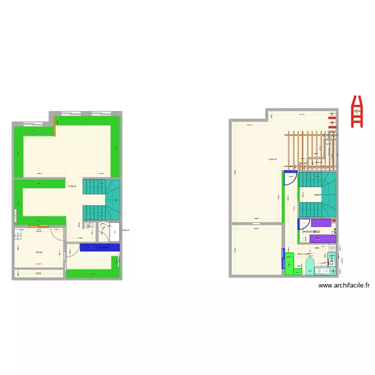 Plan 1ére étage. Plan de 17 et 185 m² Plan 1ére étage. Plan de 17 et 185 m²