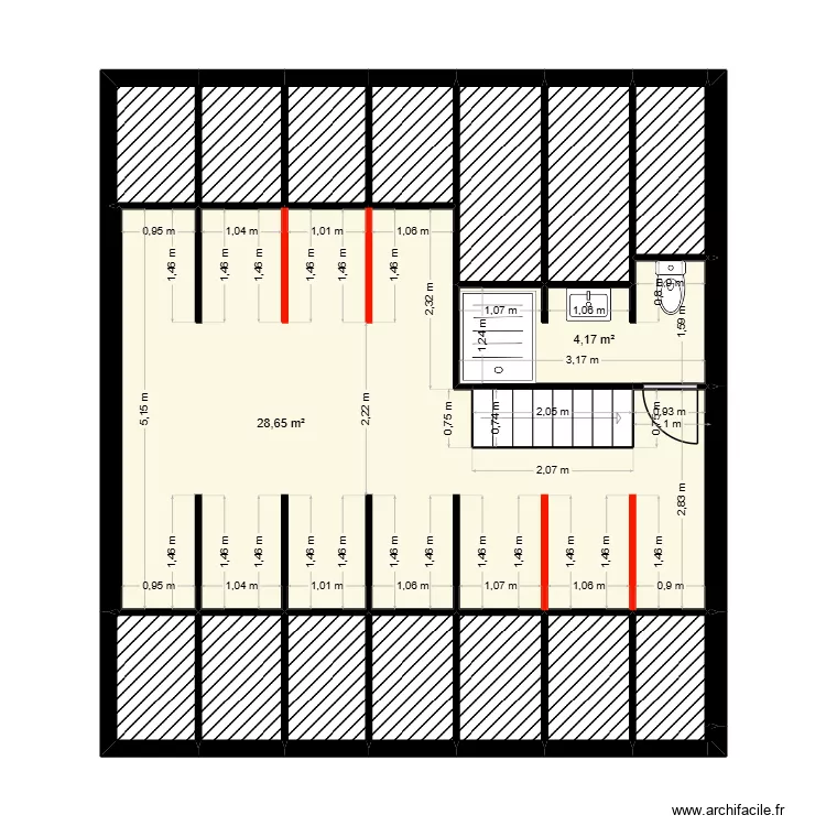 P2.0_PLAN_COMBLES_ORIGINAL_PROJET_ZANY. Plan de 23  et 60 m²