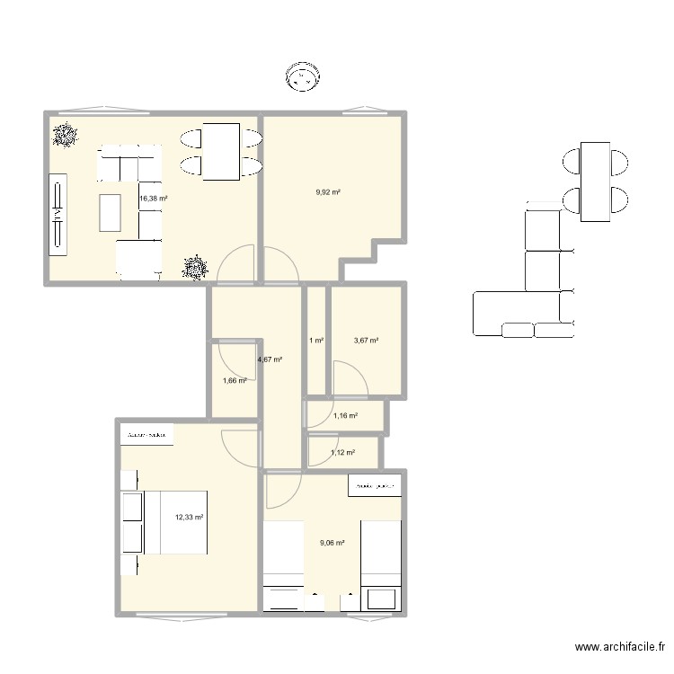 Appart Sannois. Plan de 10 pièces et 61 m2