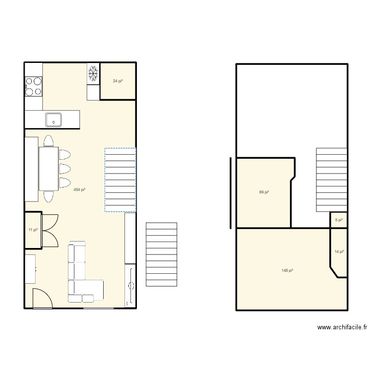 458 marchand. Plan de 7 pièces et 67 m2