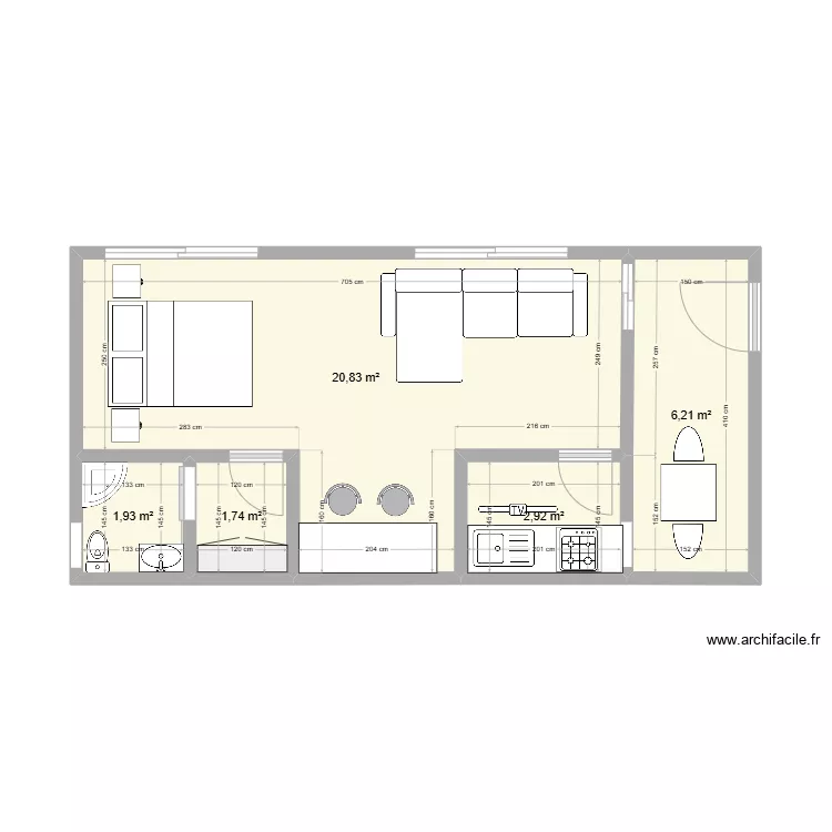 Studio Moderne 1. Plan de 