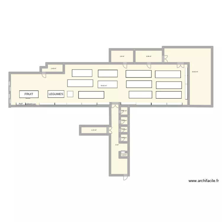 Carrefour city. Plan de 12  et 106 m²