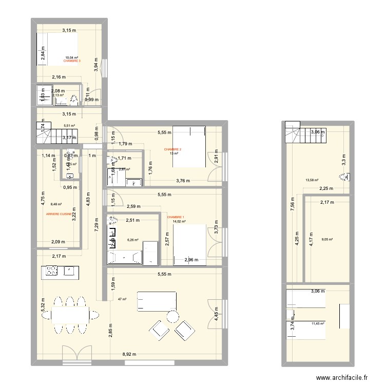 projet elec cytes. Plan de 13 pièces et 145 m2