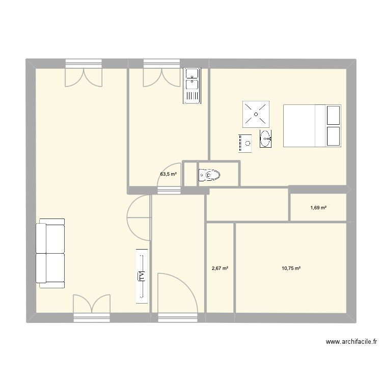 ss_1. Plan de 4 pièces et 79 m2