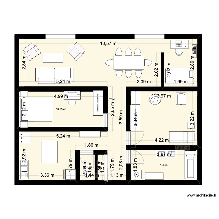 Plan 1. Plan de 4 pièces et 80 m2