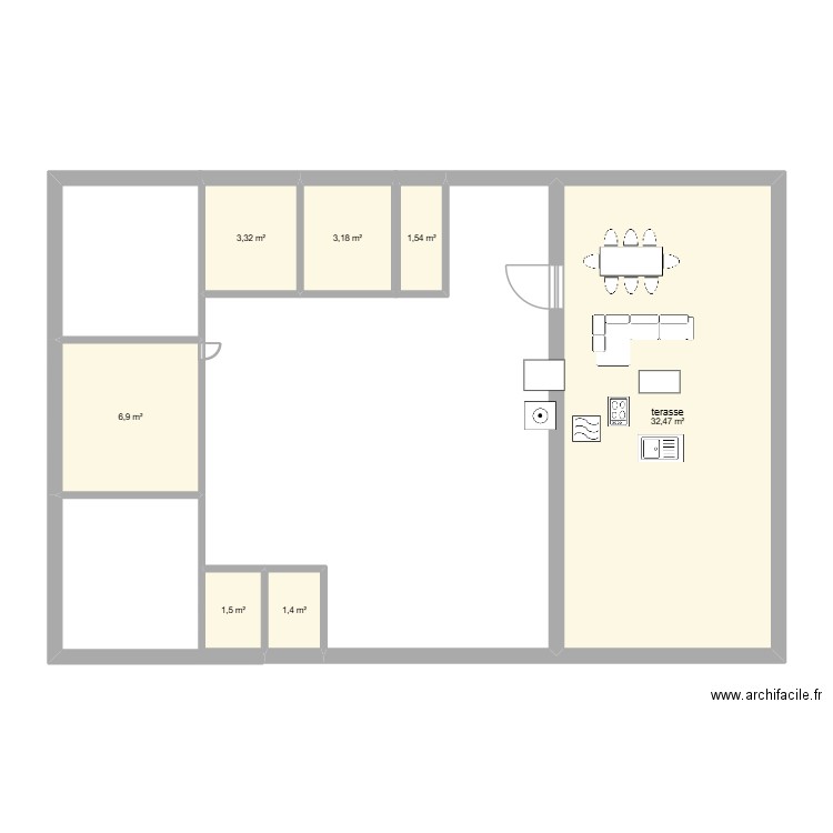 maison. Plan de 7 pièces et 50 m2