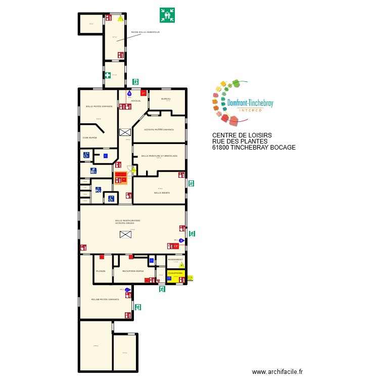 CENTRE DE LOISIRS TINCHEBRAY. Plan de 27 pièces et 466 m2