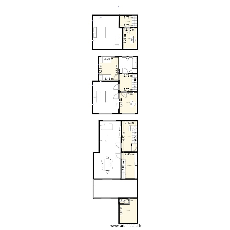 Jozef mertensstraat. Plan de 8 pièces et 74 m2